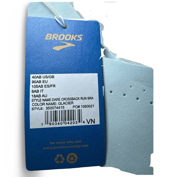 Brooks Dare Crossback Run Bra 40AB Glacier Blue High Impact Sports Bra NEW - Picture 7 of 7